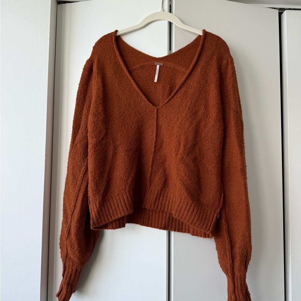 Free People Warm Cinnamon V-Neck Sweater